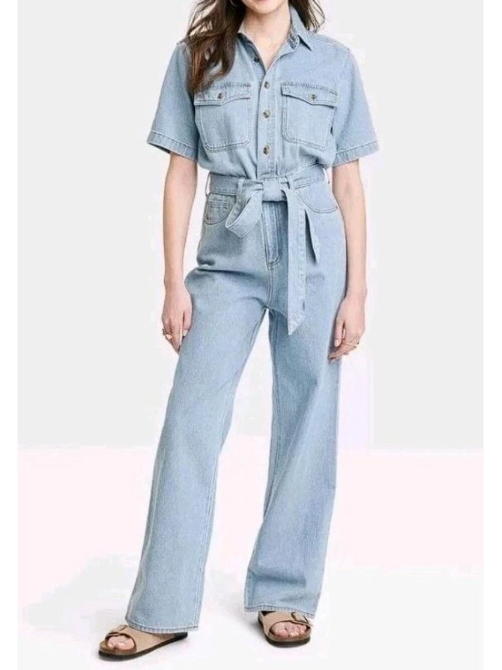UNIVERSAL THREAD Women's Denim Jumpsuit Size 14 in Light Wash